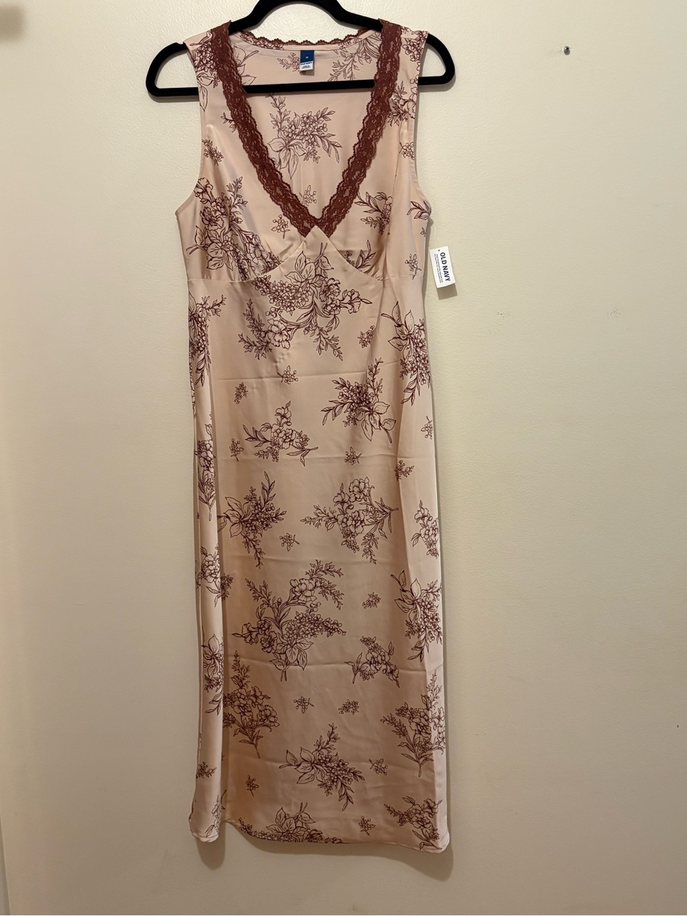Old Navy Blush Slip Dress with Brown Lace Trim
Old Navy